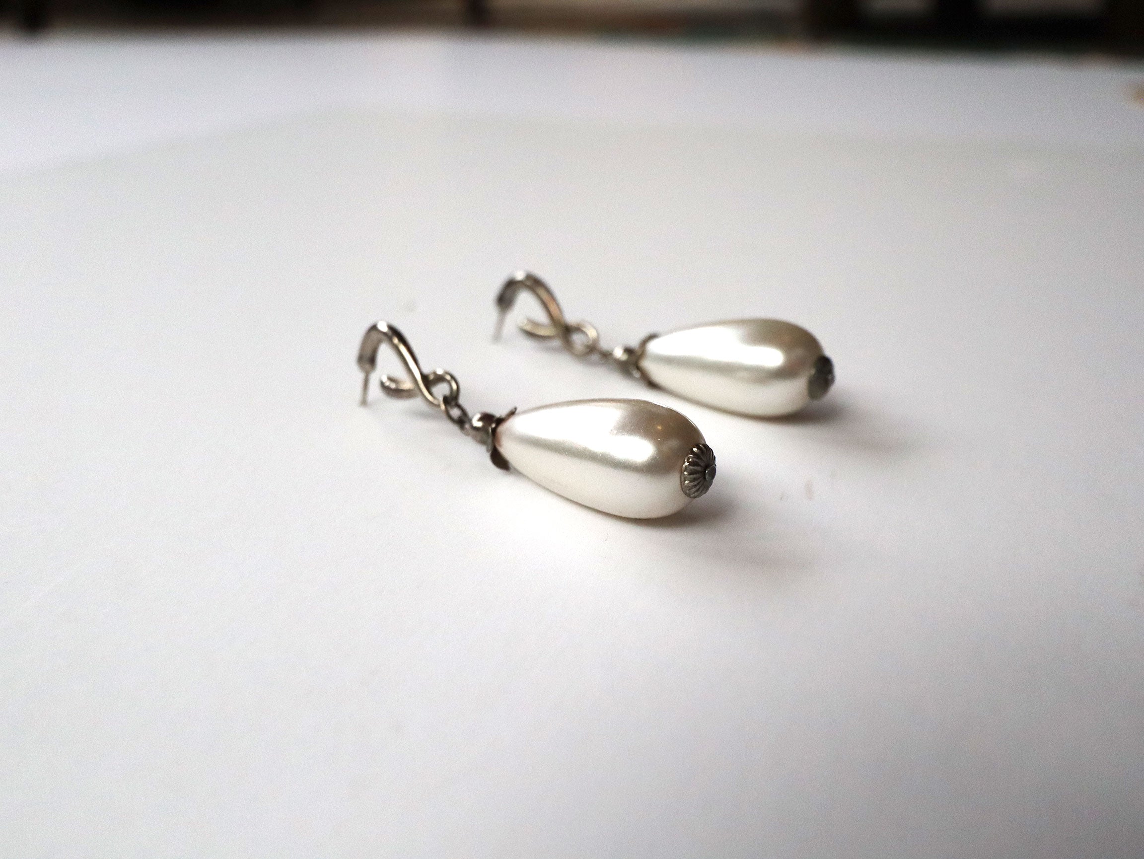 Vintage Silver & Pearl Drop Earrings