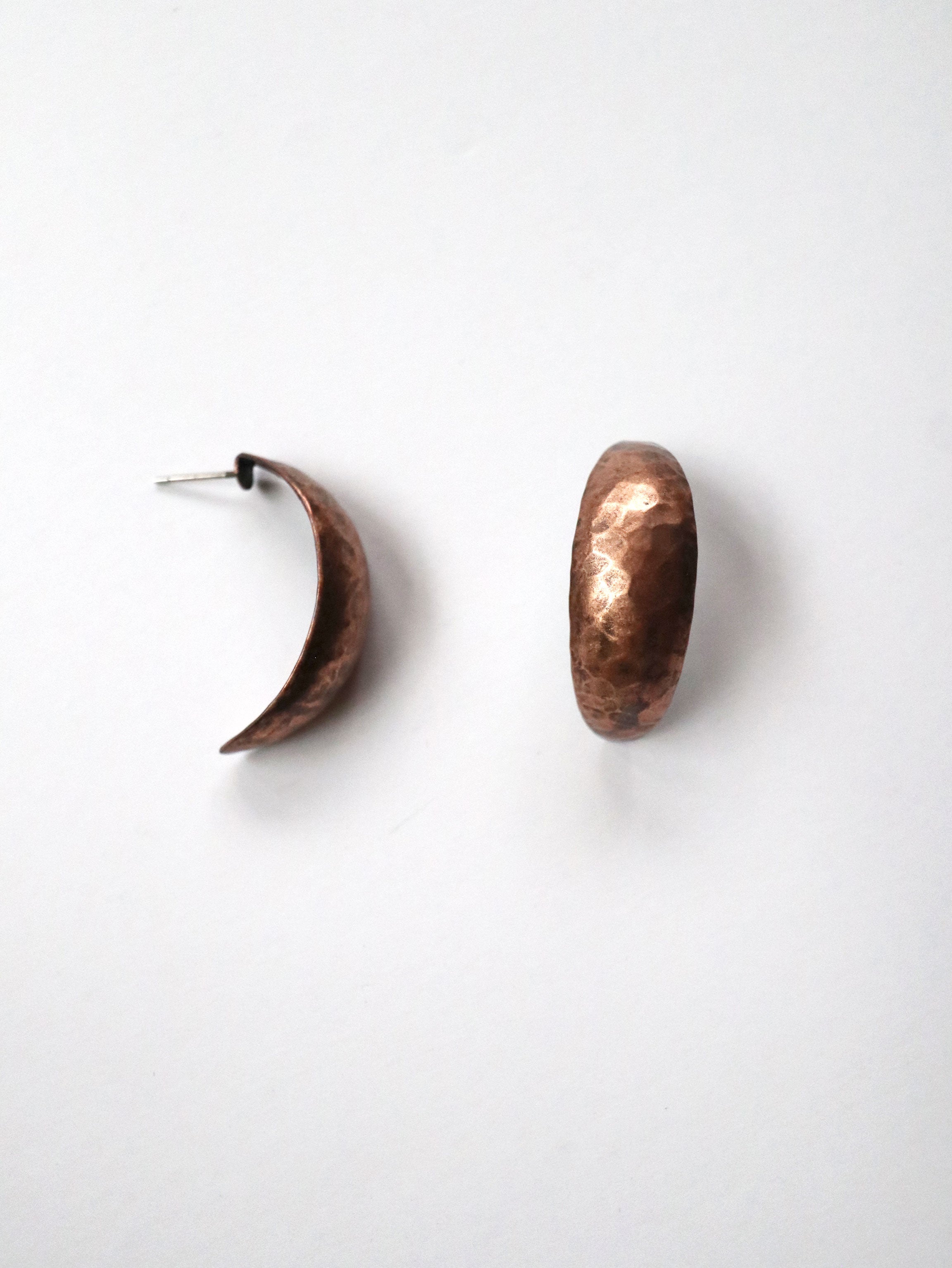 Antiqued Copper Crescent Earrings