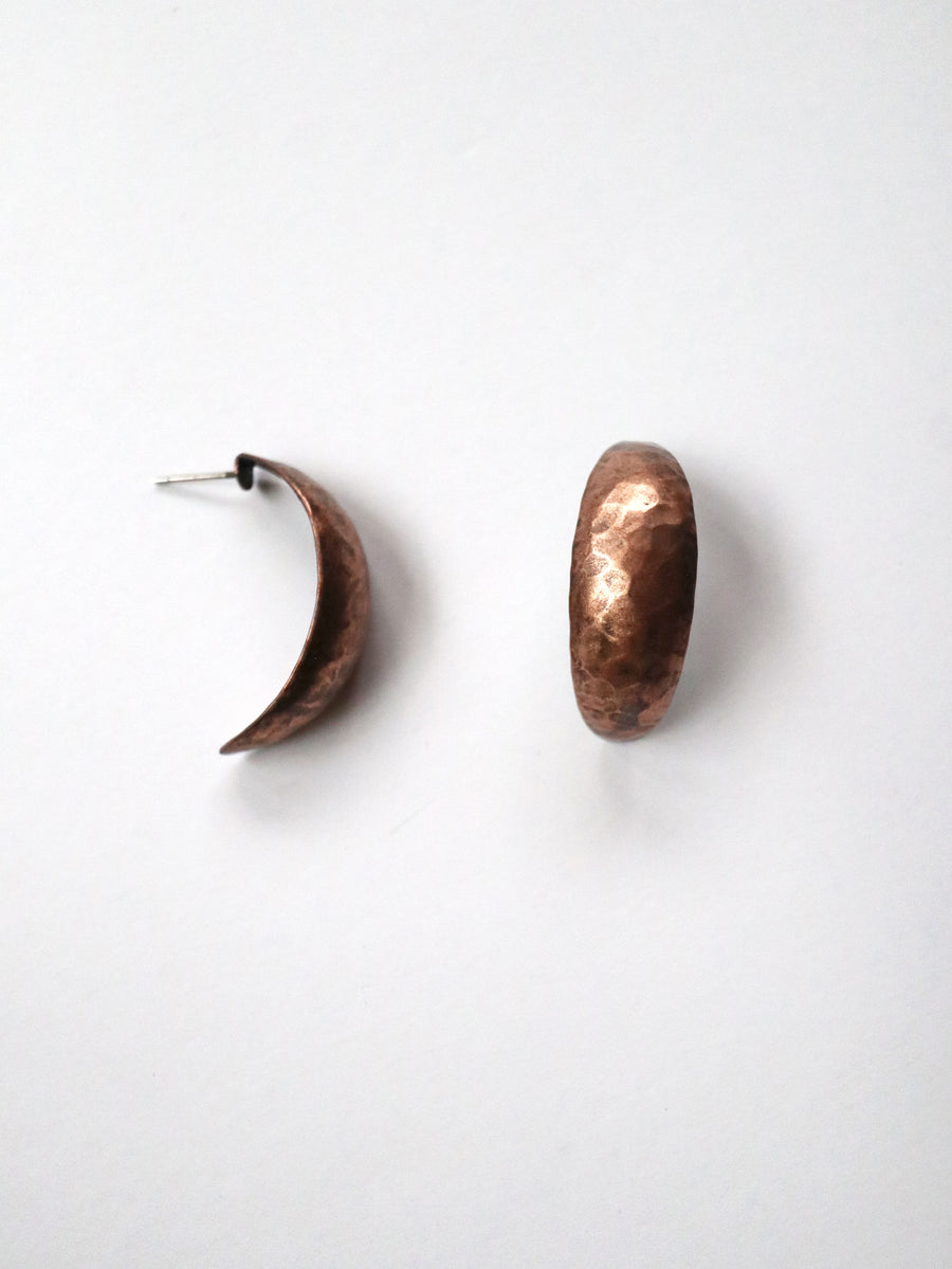 Antiqued Copper Crescent Earrings