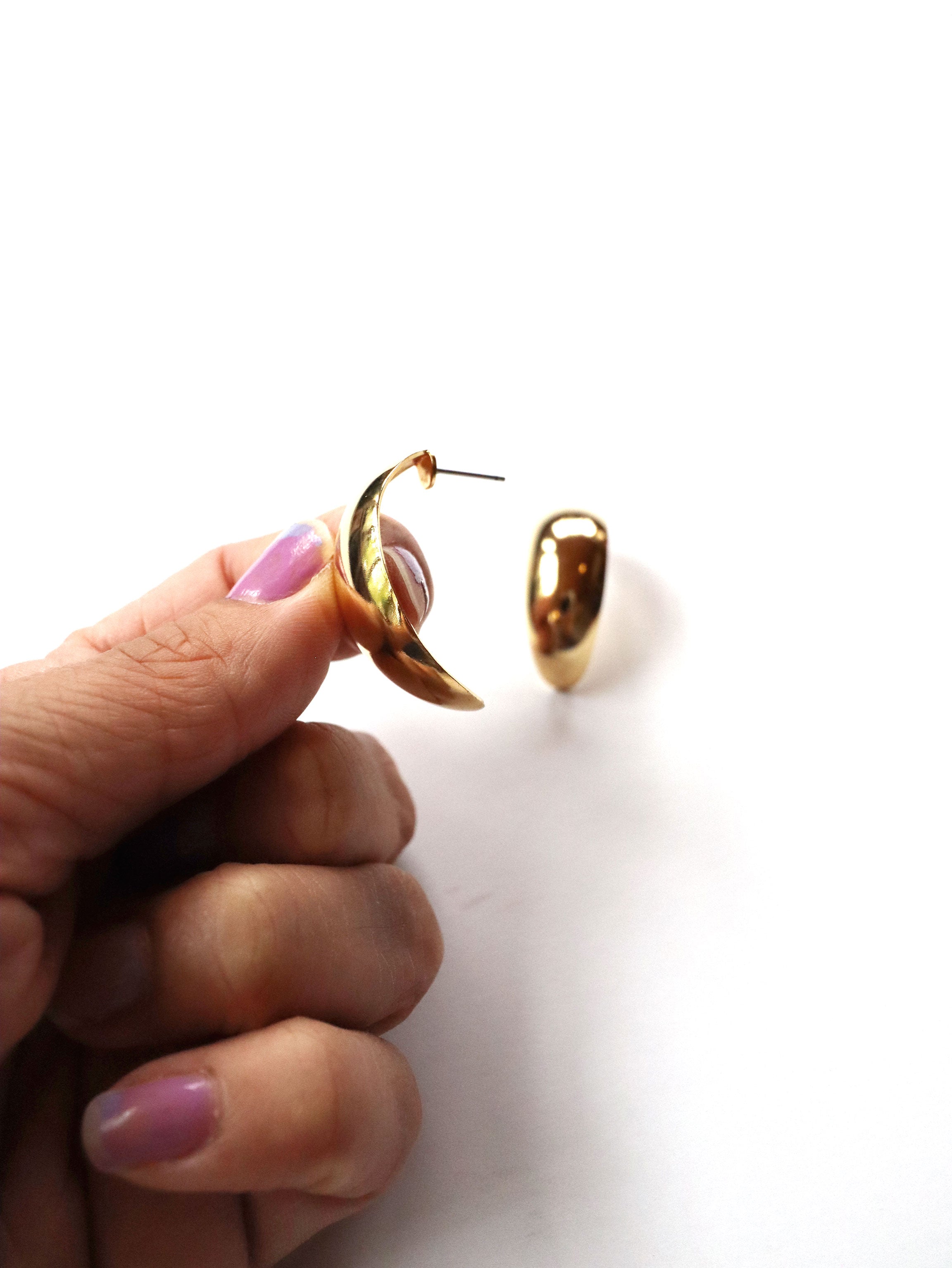 Gold Plated Crescent Earrings