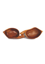 Set of Vintage Monkey Pod Wood Cups with Handles