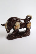 Vintage 1970s Drip Glazed Ceramic Bull
