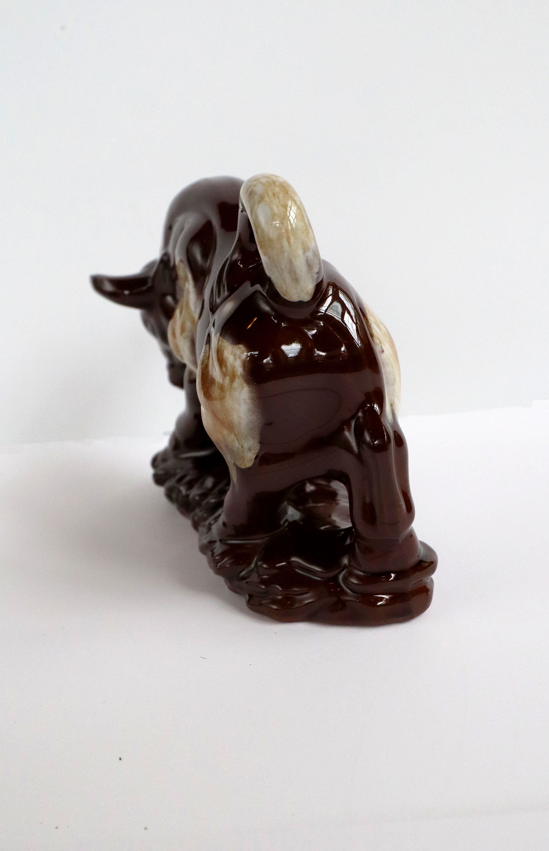 Vintage 1970s Drip Glazed Ceramic Bull