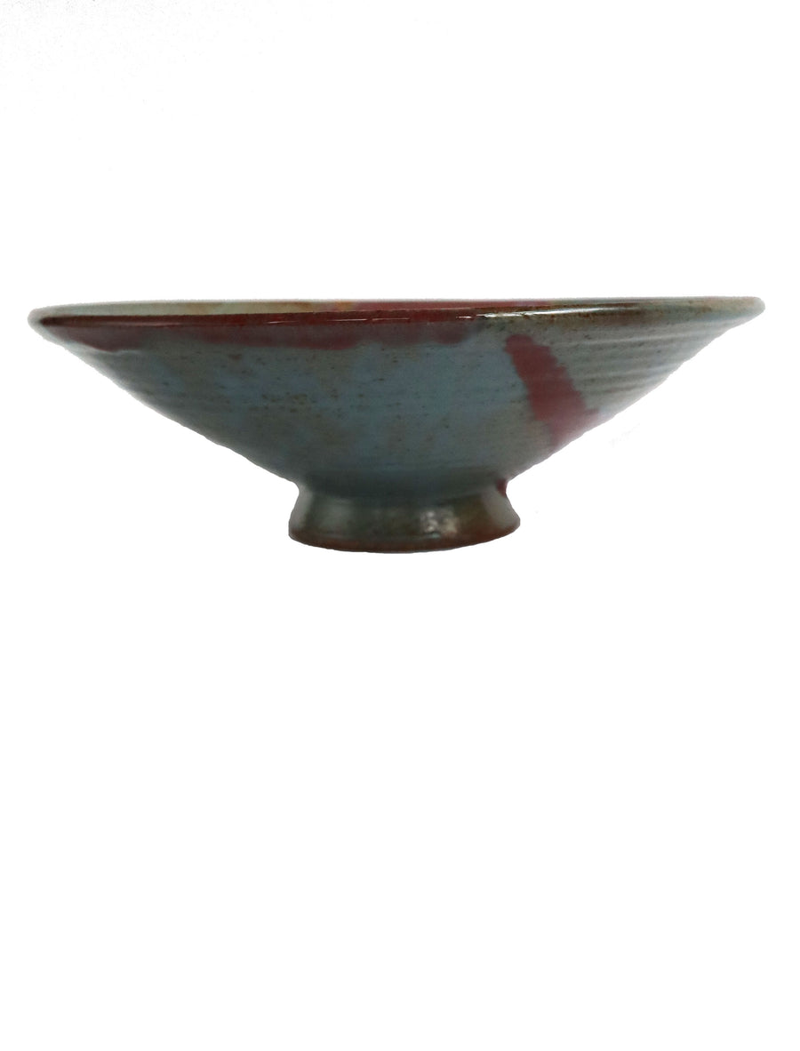 Rare 80s Abstract Studio Pottery Pedestal Bowl