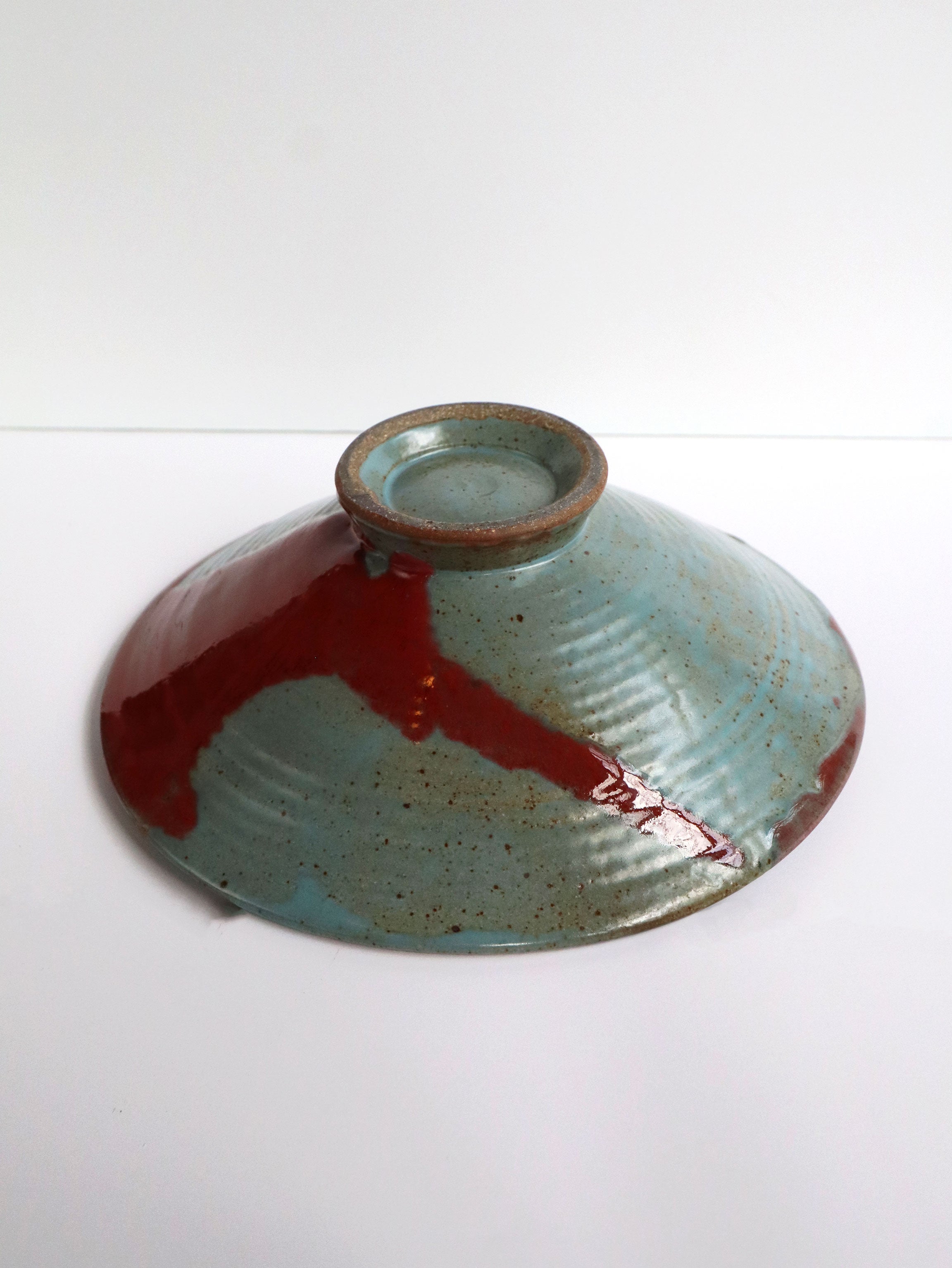 Rare 80s Abstract Studio Pottery Pedestal Bowl