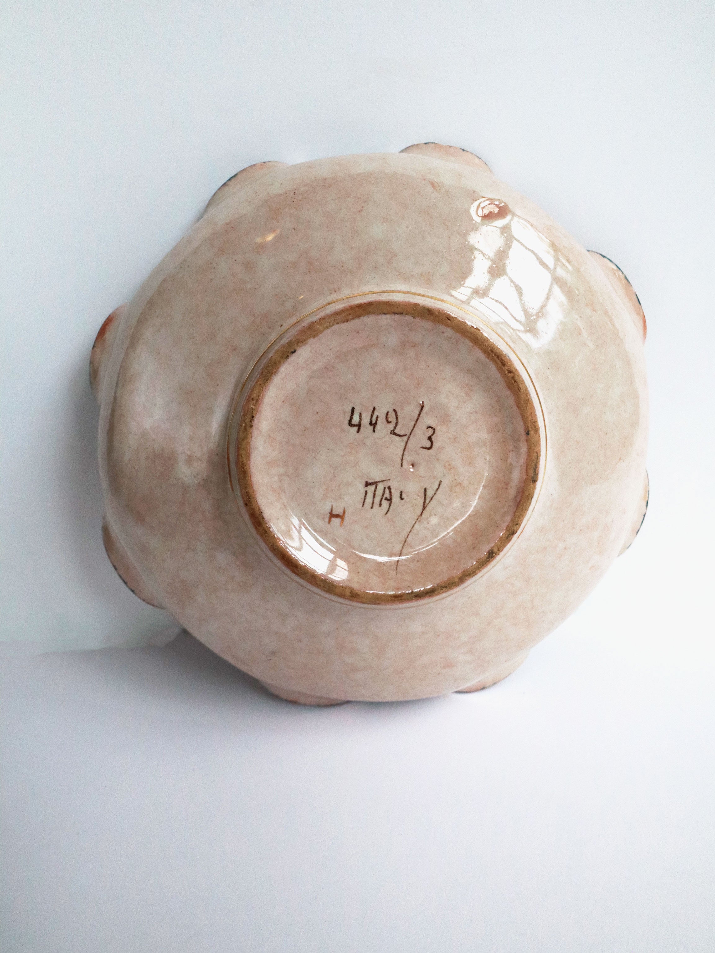 Vintage Handpainted Italian Numbered (3/442) Scalloped Bowl