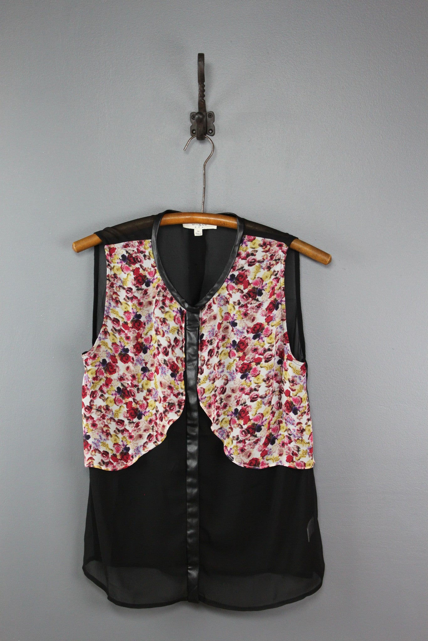 We're All Mad Chiffon Top with Faux Vest