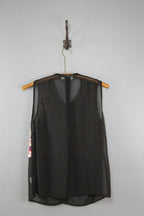 We're All Mad Chiffon Top with Faux Vest