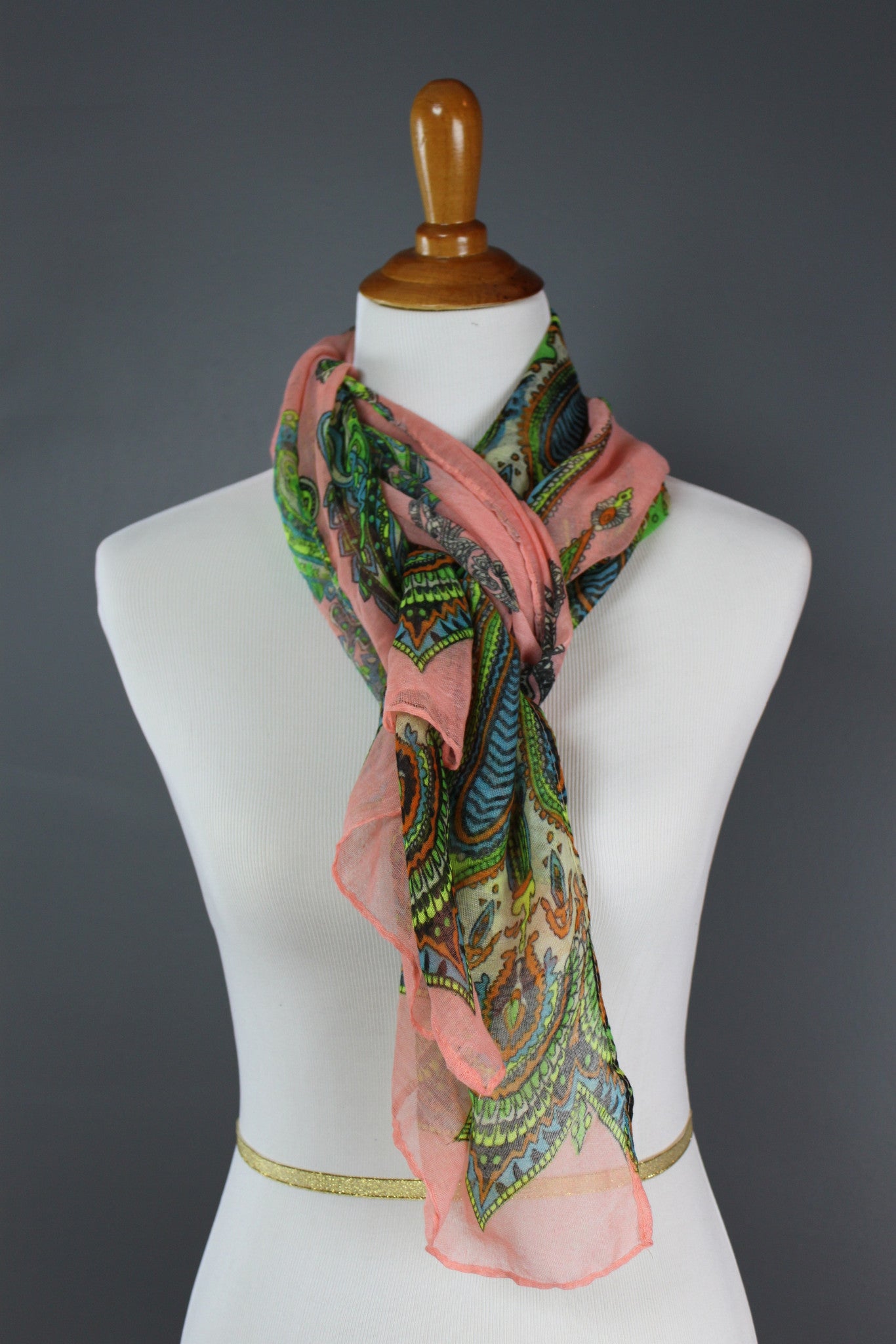 Peachy Keen Paisley Long Scarf