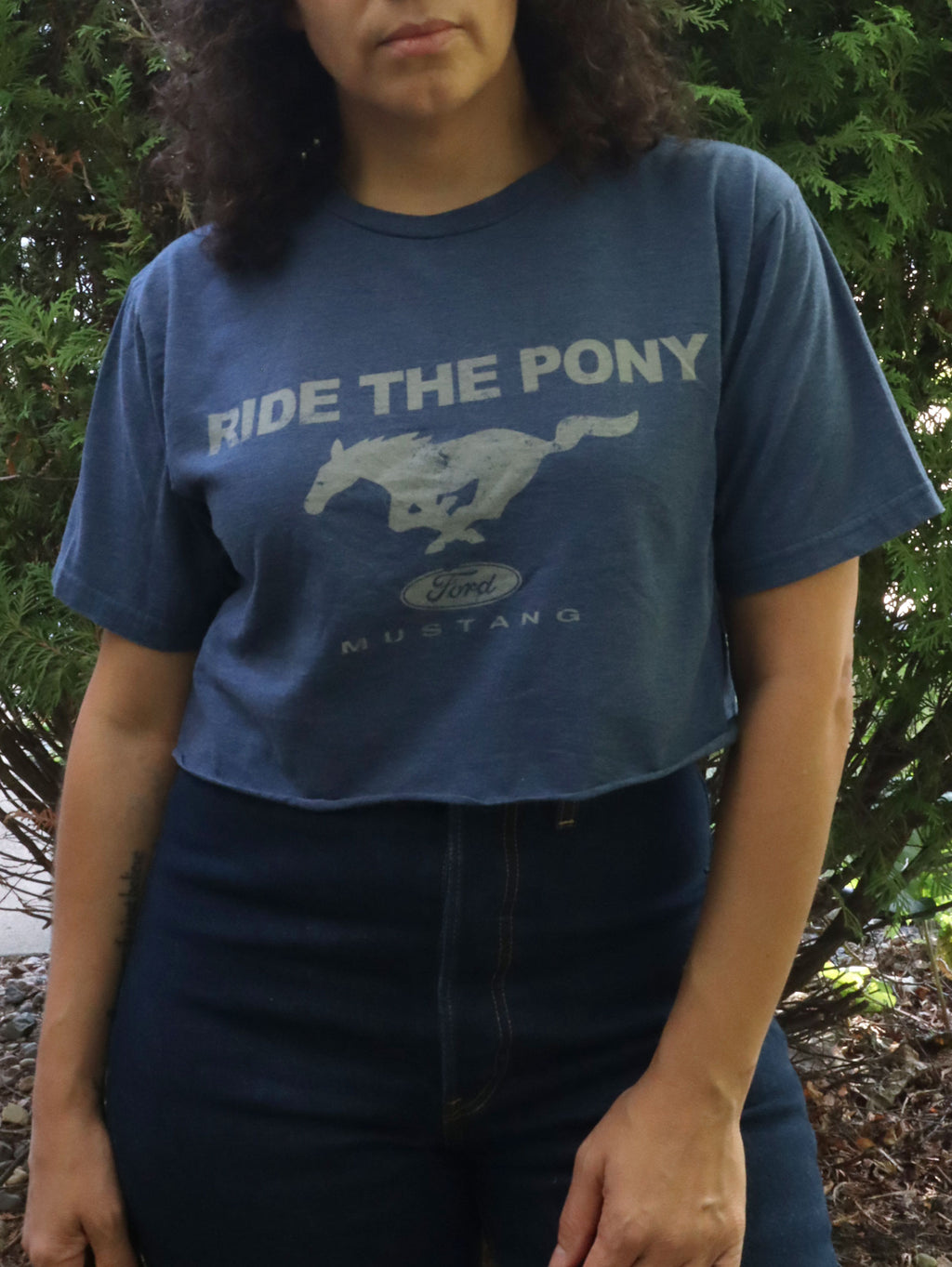 Ford Mustang Ride the Pony Cropped Graphic Tee