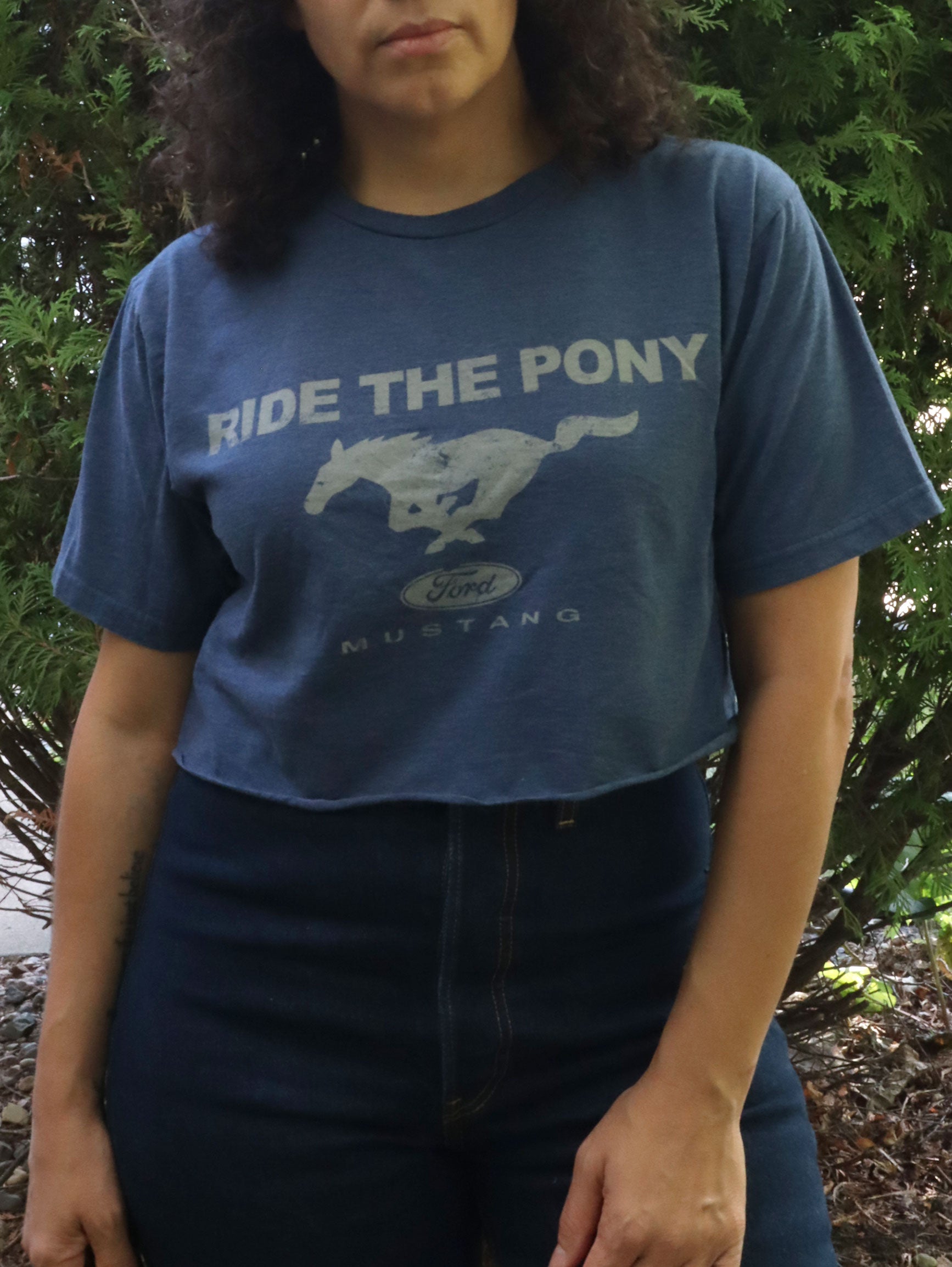 Ford Mustang Ride the Pony Cropped Graphic Tee