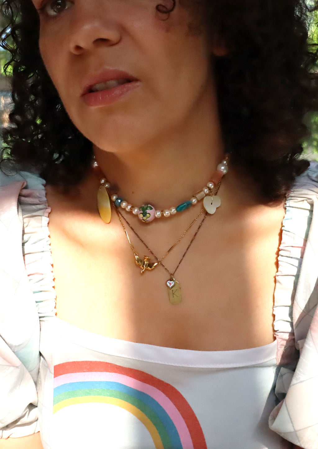 Falling Clouds - Recycled Handmade Pearls & Found Beads Necklace