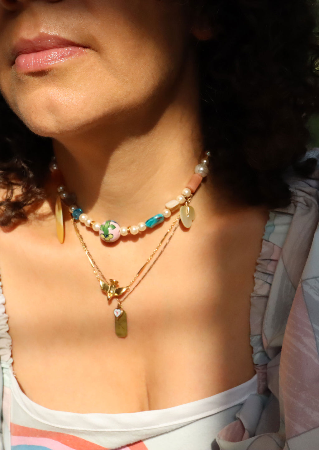 Falling Clouds - Recycled Handmade Pearls & Found Beads Necklace