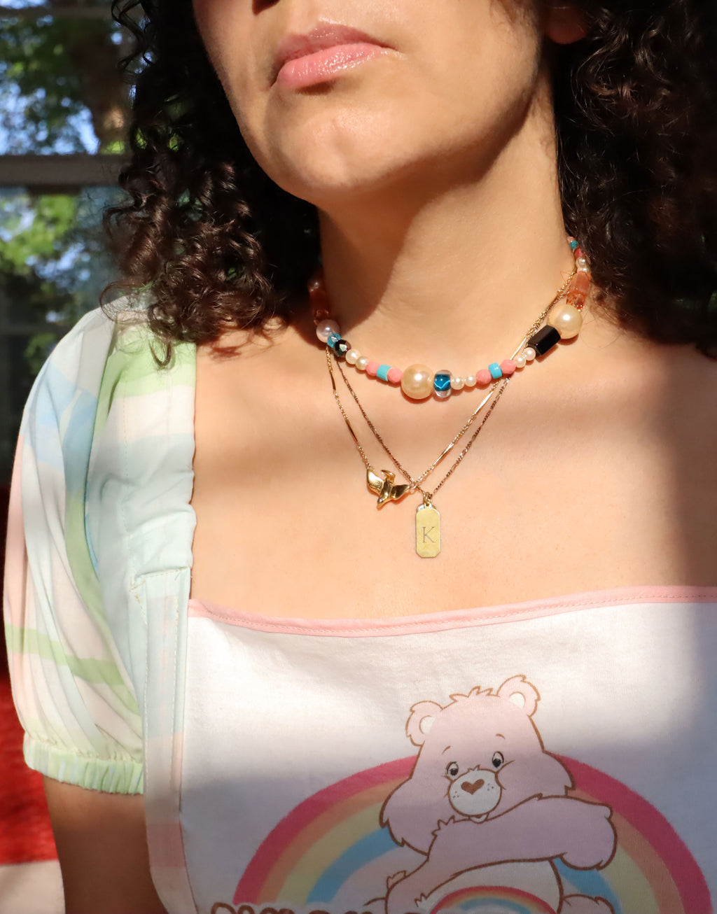 Eye of Blue - Recycled Handmade Pearls & Found Beads Necklace