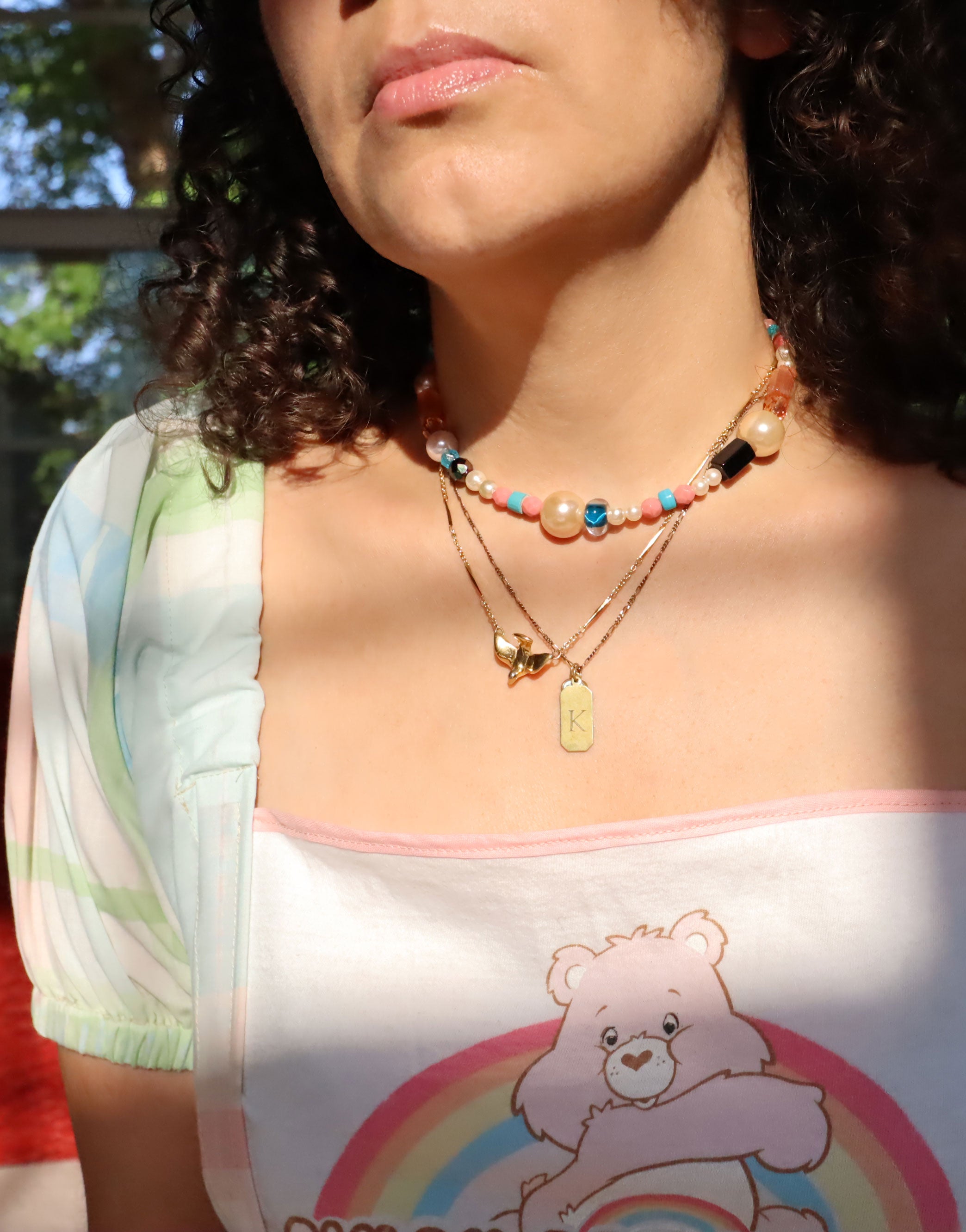 Eye of Blue - Recycled Handmade Pearls & Found Beads Necklace