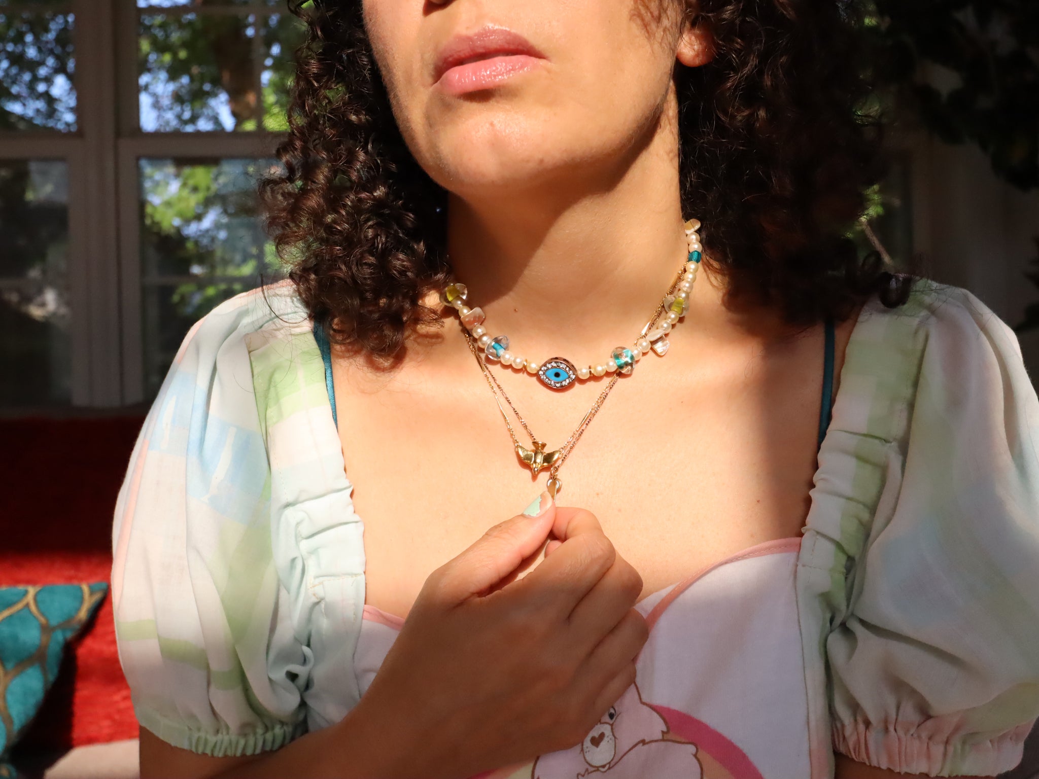 Seeing Neon Dreams - Recycled Handmade Pearls & Found Beads Necklace