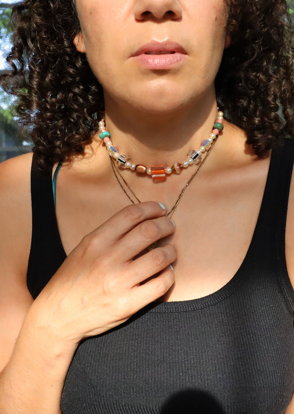 Amber Sun - Recycled Handmade Pearls & Found Beads Necklace