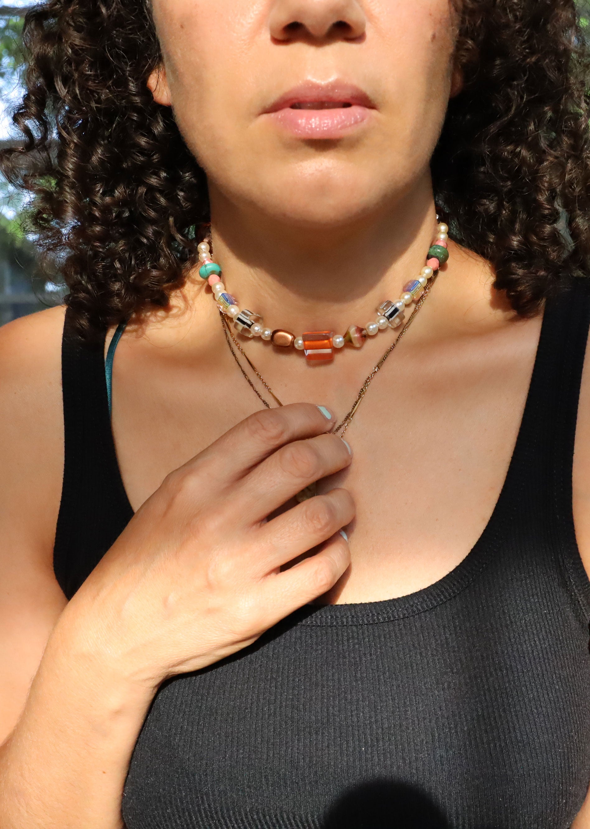 Amber Sun - Recycled Handmade Pearls & Found Beads Necklace