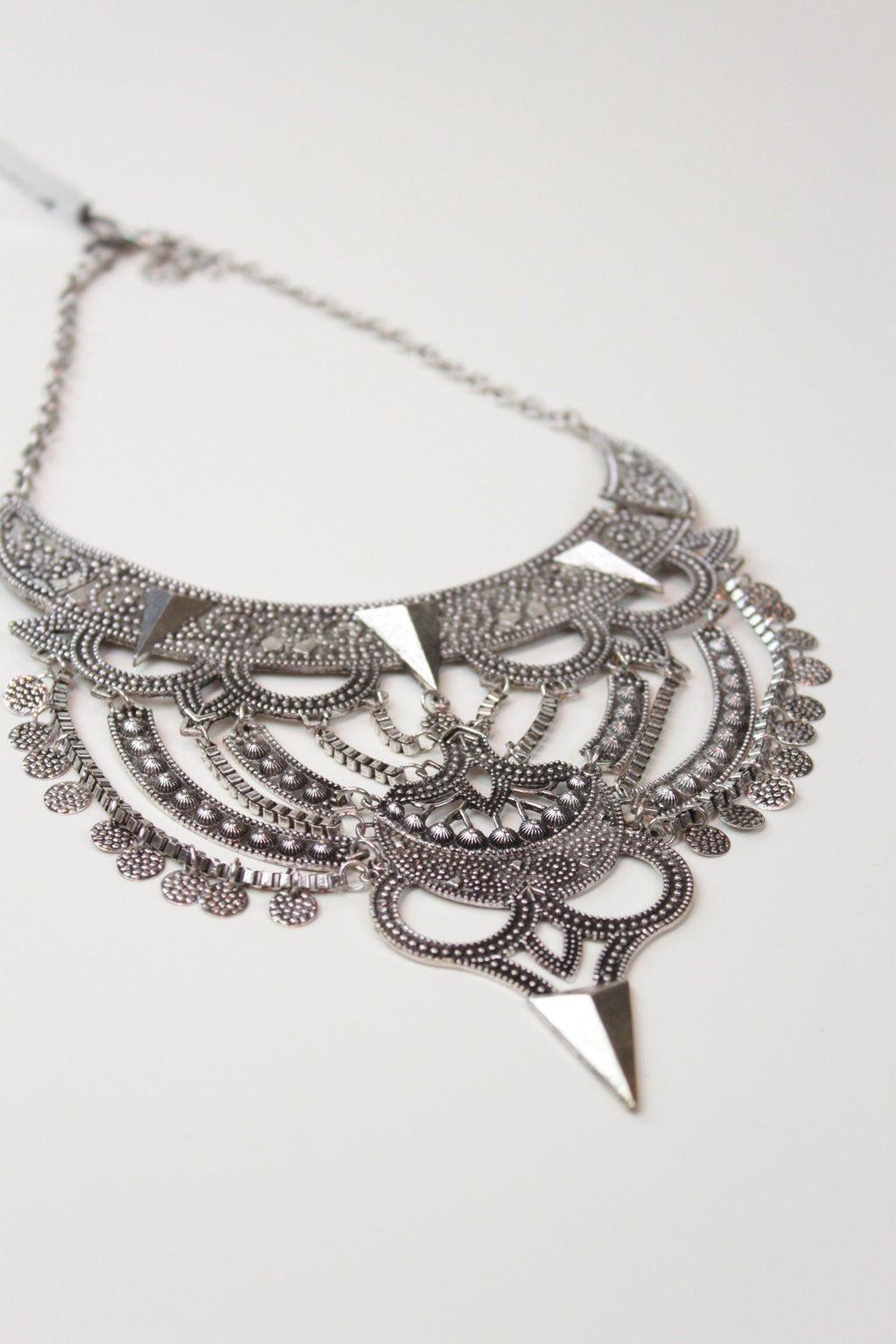 Phoenix Embossed Metal Statement Necklace