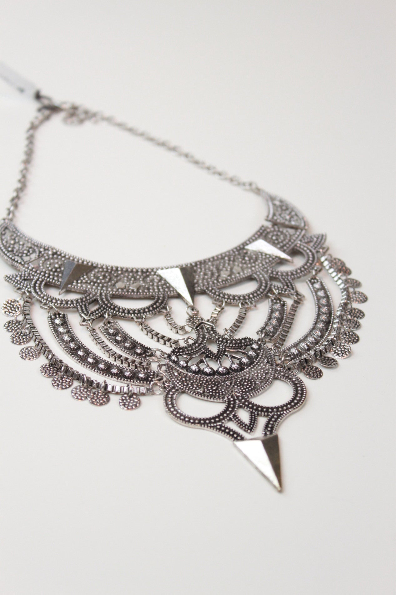 Phoenix Embossed Metal Statement Necklace