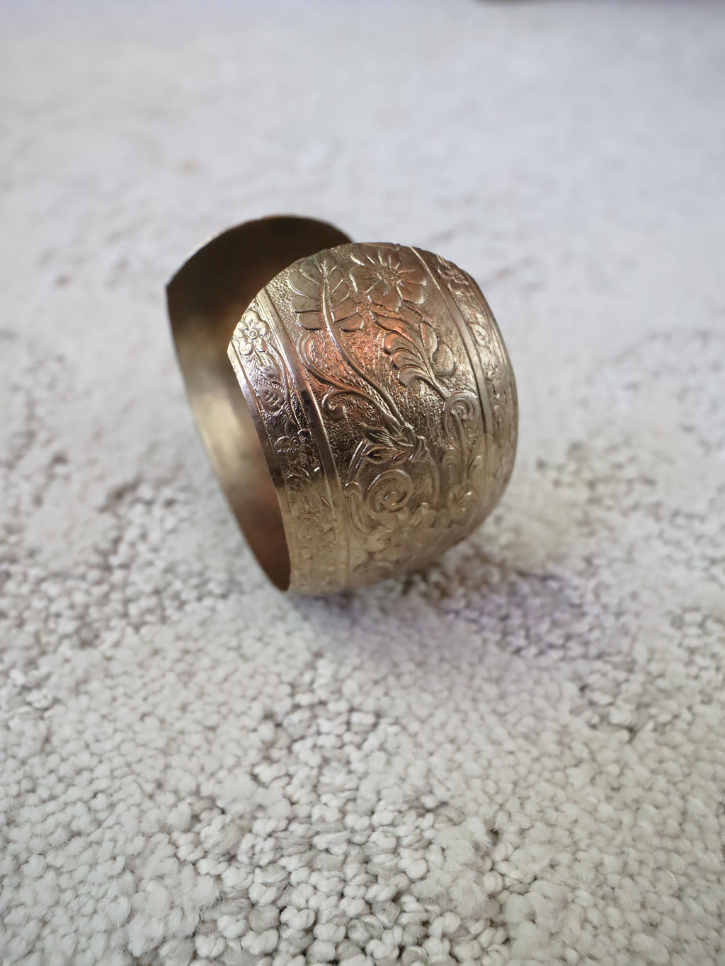 Vintage Wide Silver Etched Cuff Bracelet