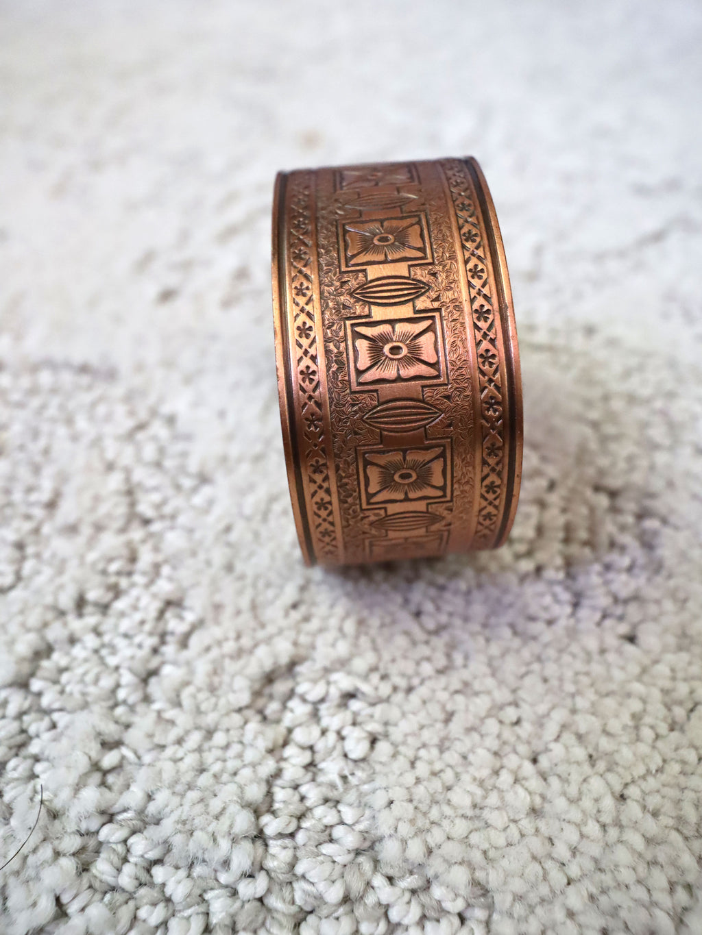 Vintage Native American Wide Etched Navajo Copper Cuff Bracelet