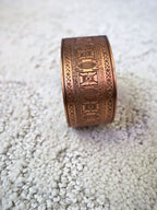 Vintage Native American Wide Etched Navajo Copper Cuff Bracelet