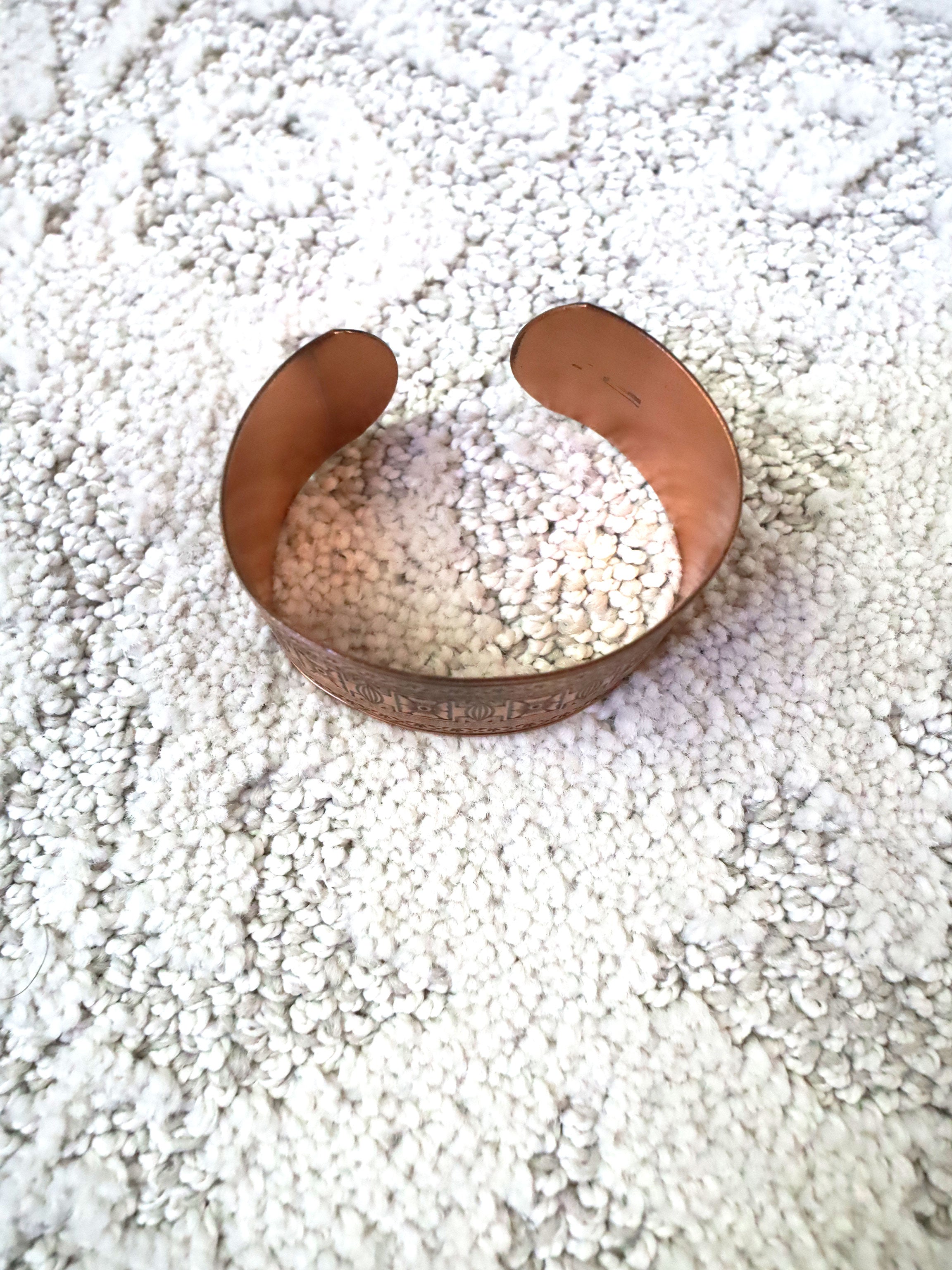 Vintage Native American Wide Etched Navajo Copper Cuff Bracelet