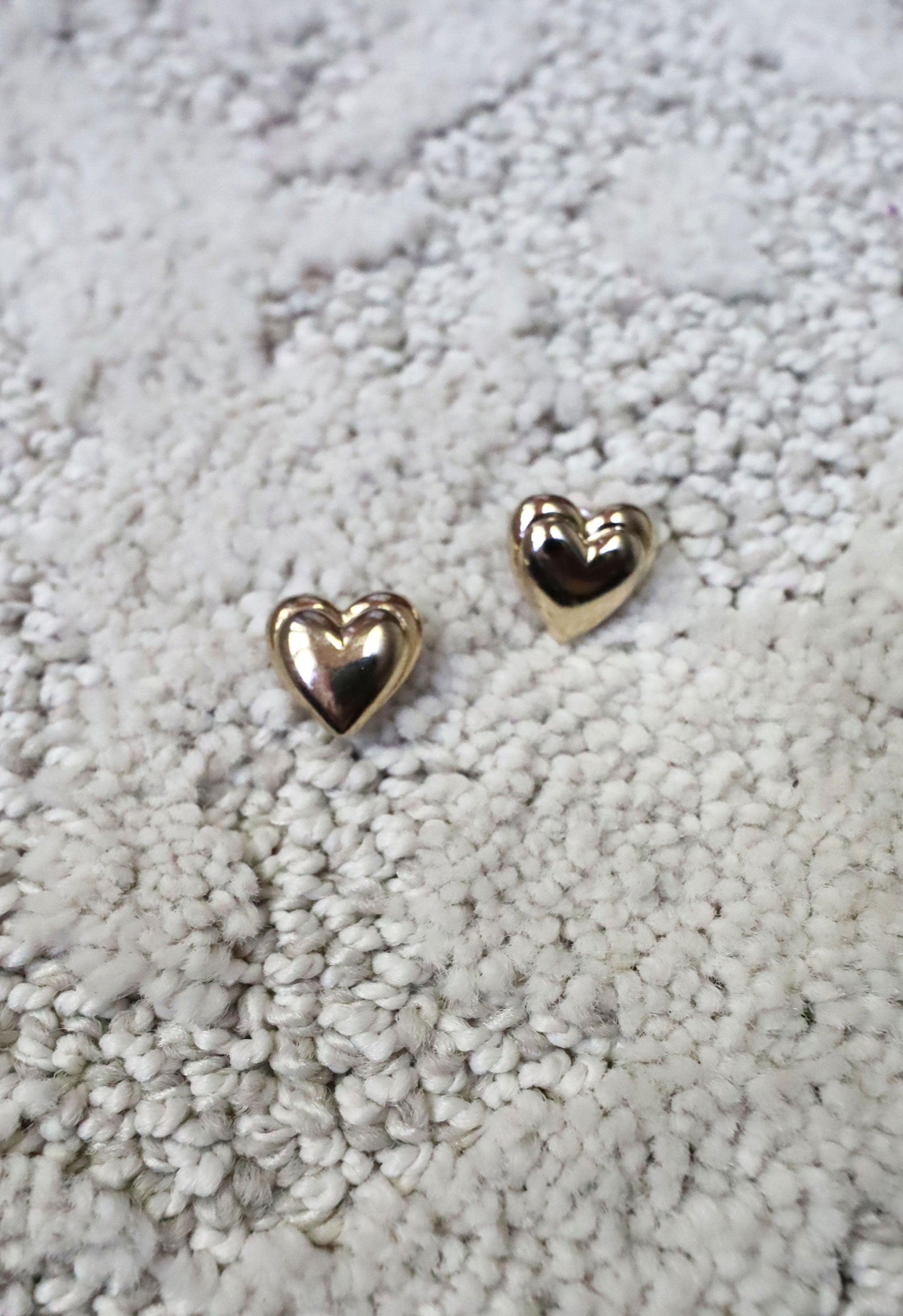Vintage Gold Double Heart Dome Earrings