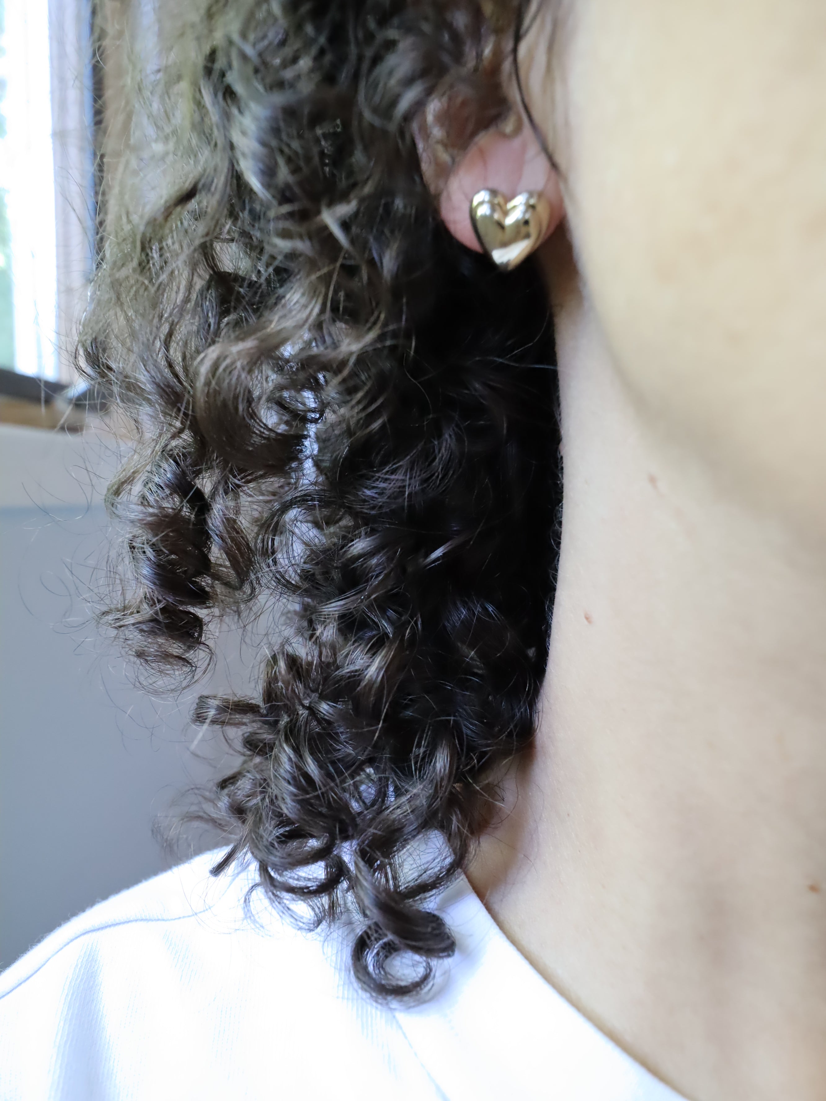 Vintage Gold Double Heart Dome Earrings