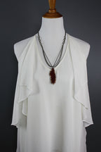 Cenotes Rust Agate Slice Double Chain Necklace