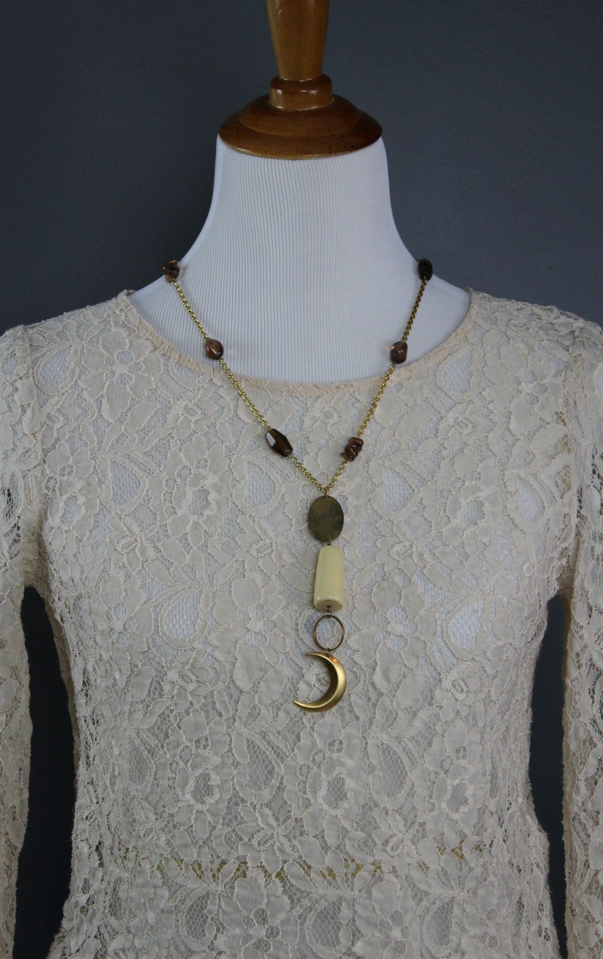 You are the Moon Mixed Media Necklace