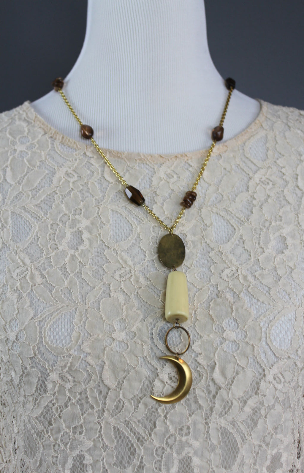 You are the Moon Mixed Media Necklace