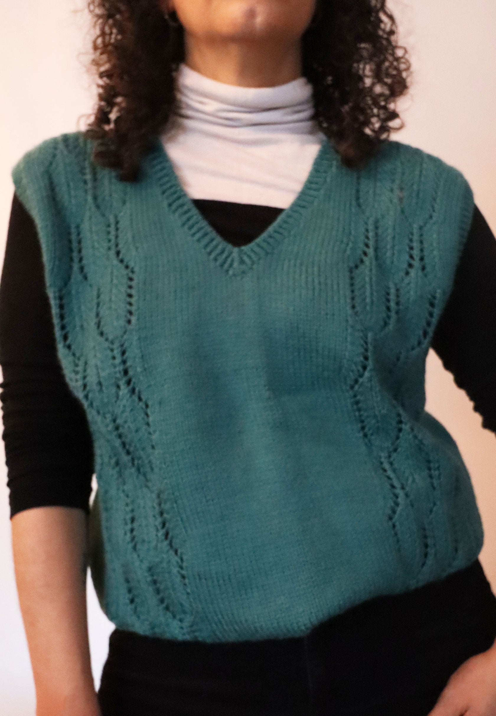 Handmade Knitted Sweater Vest - Green