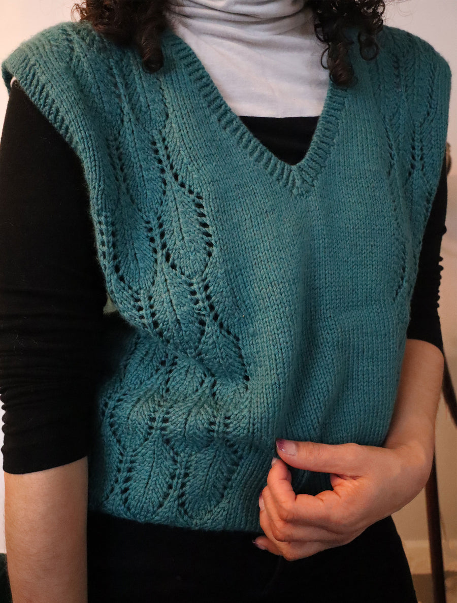 Handmade Knitted Sweater Vest - Green