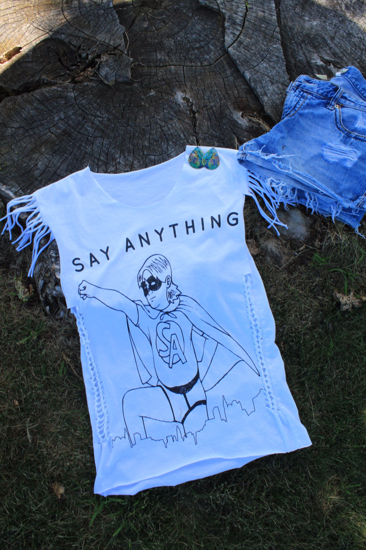 Altered Say Anything Graphic  Slashed  Tee (Only 1)