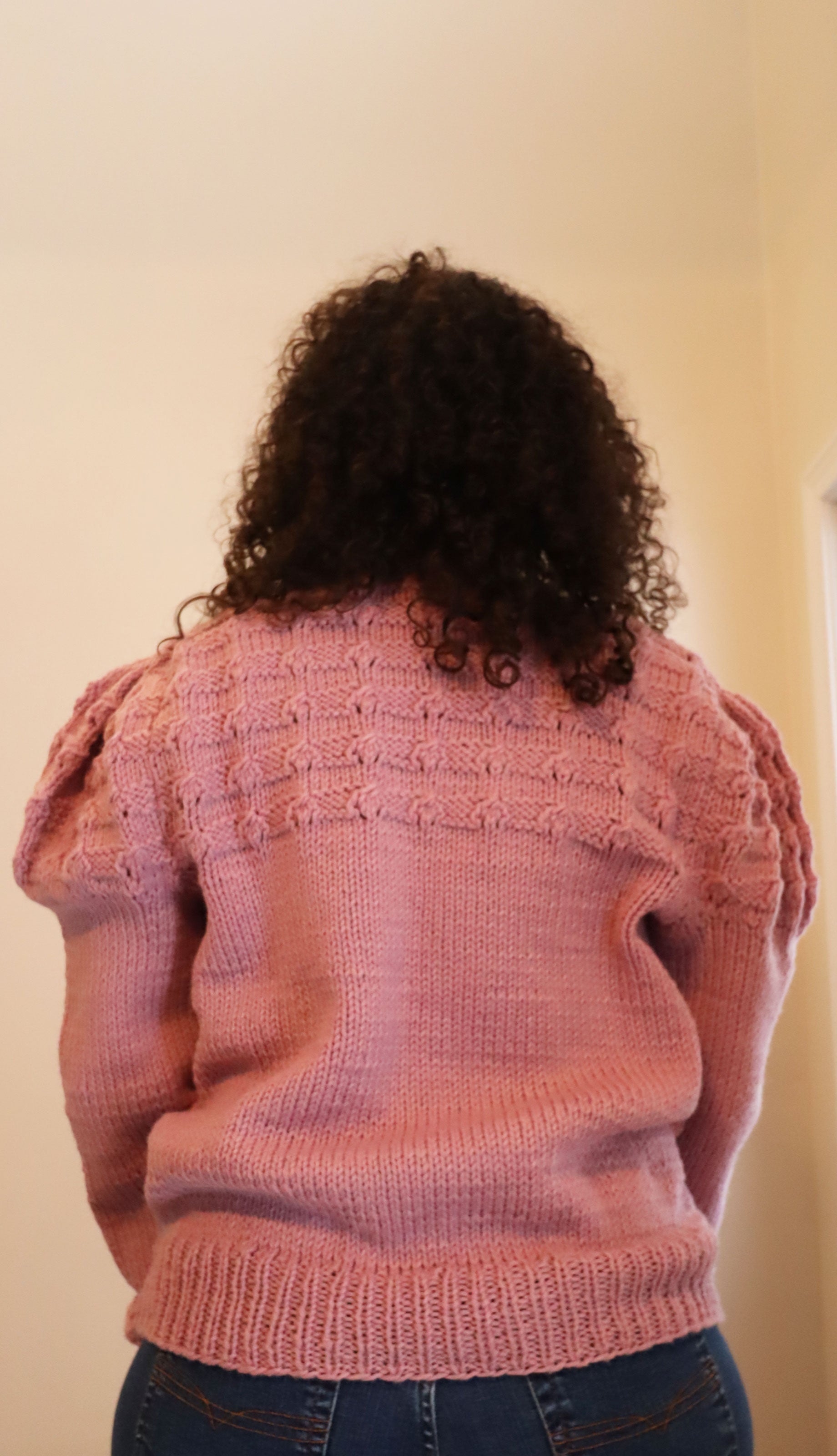 Vintage Mauve Handmade Puff Shoulder Crocheted Sweater
