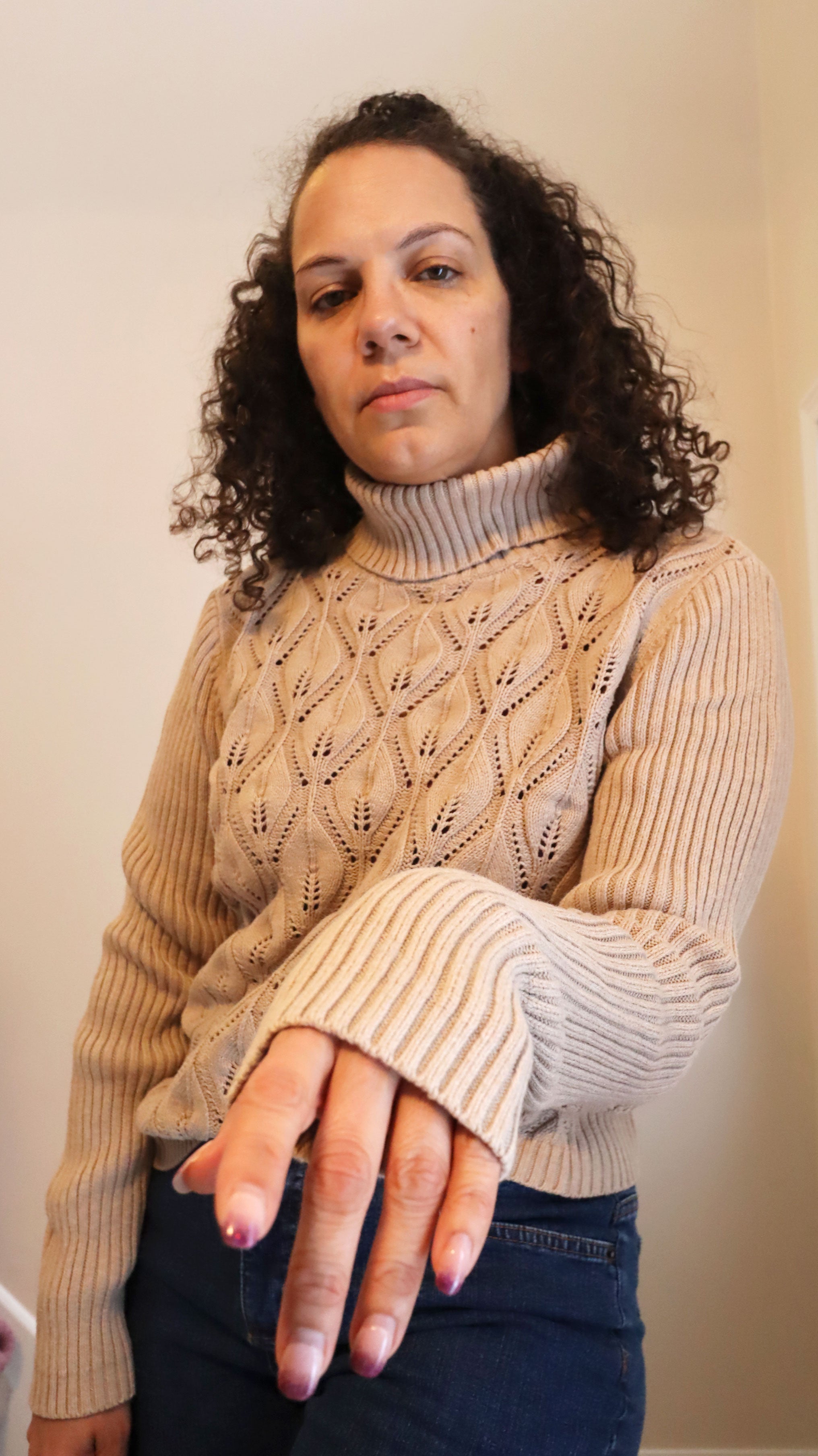 Vintage Liz Claiborne Tan Open Weave Turtleneck Sweater