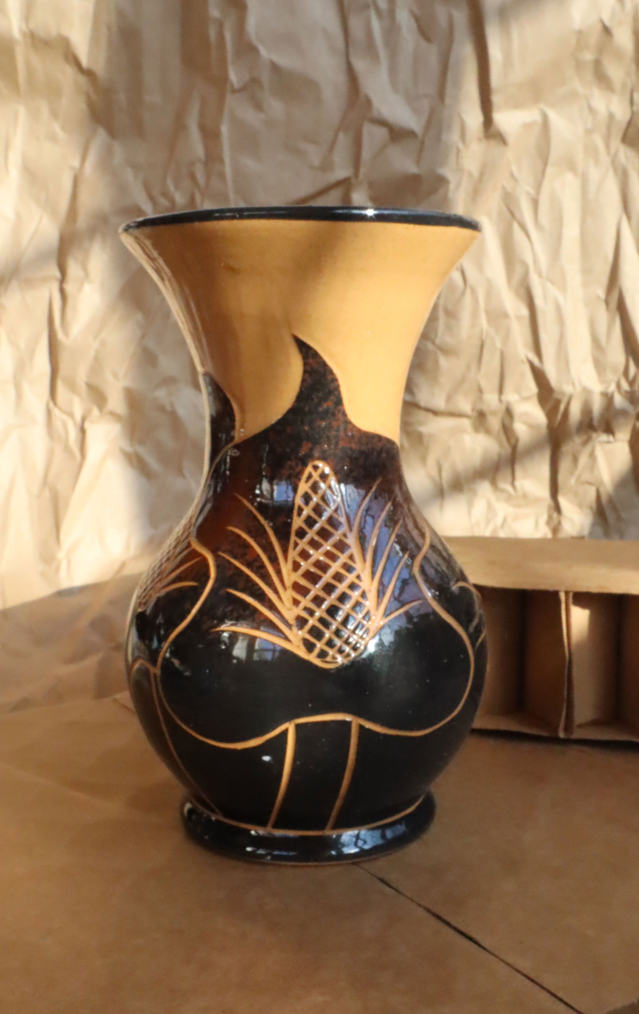 Jamaican Numbered 2-Toned Pottery Vase