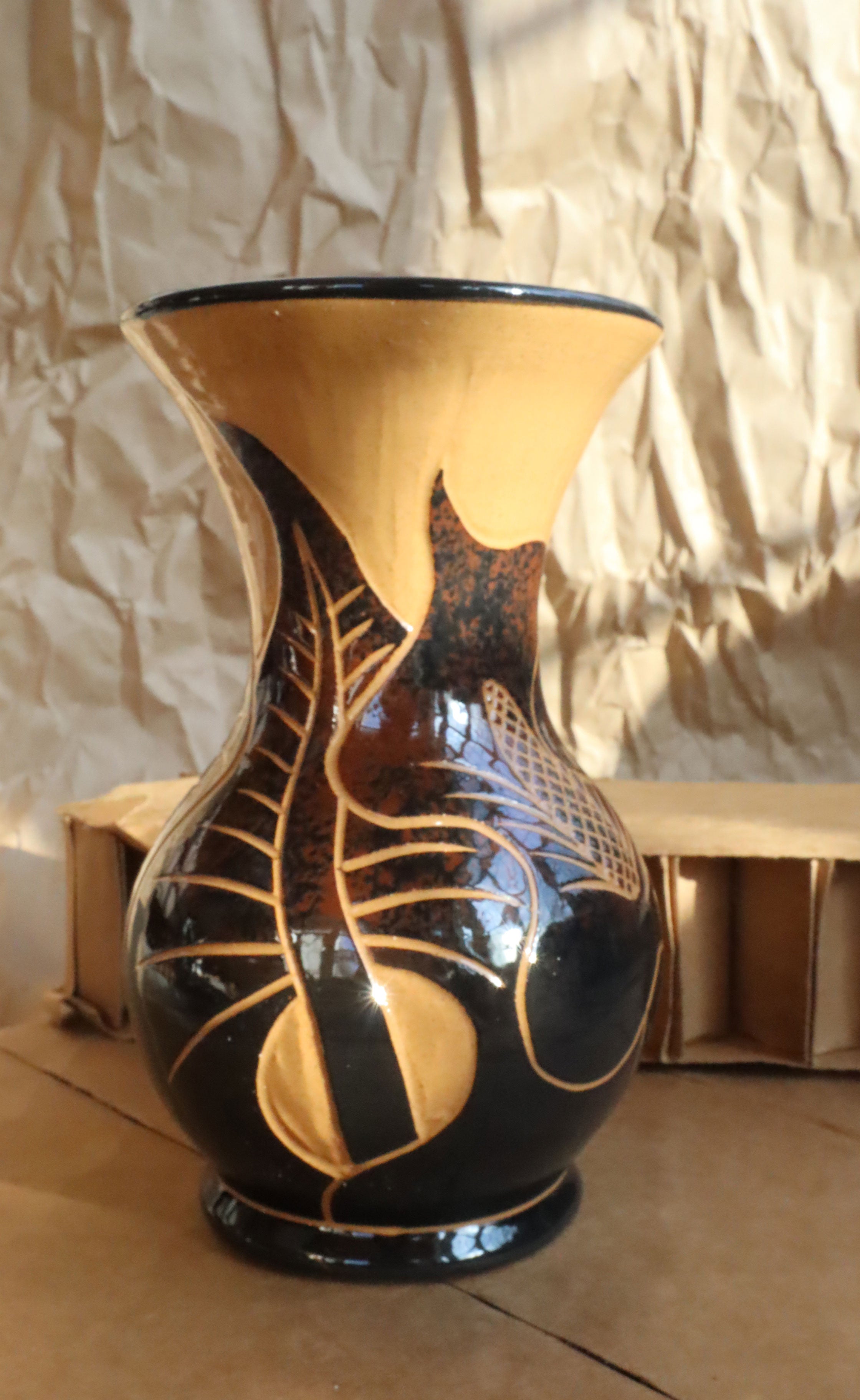 Jamaican Numbered 2-Toned Pottery Vase