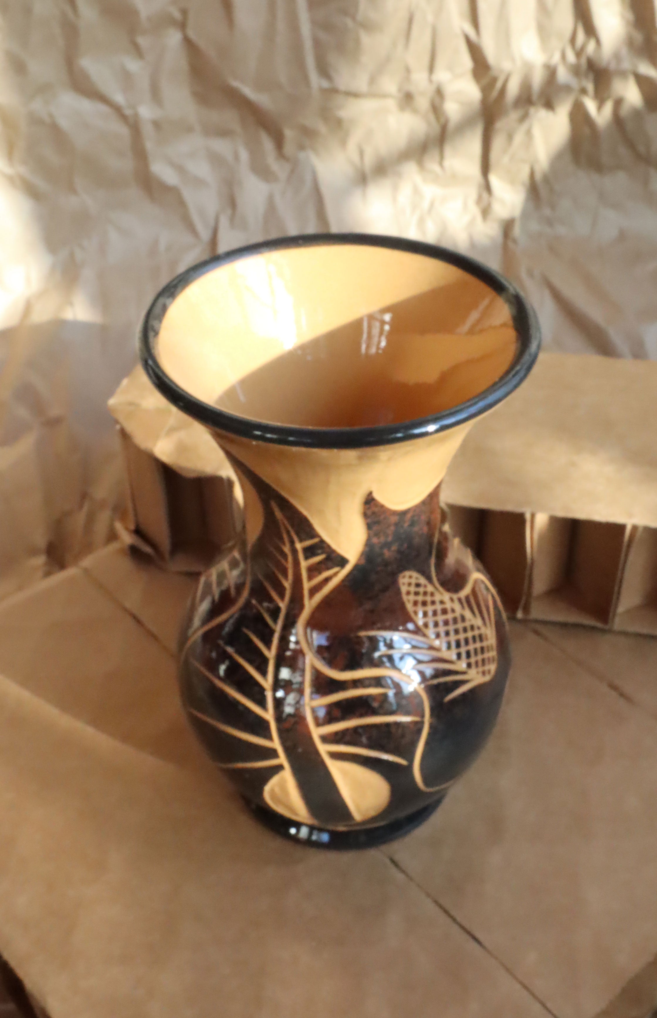 Jamaican Numbered 2-Toned Pottery Vase