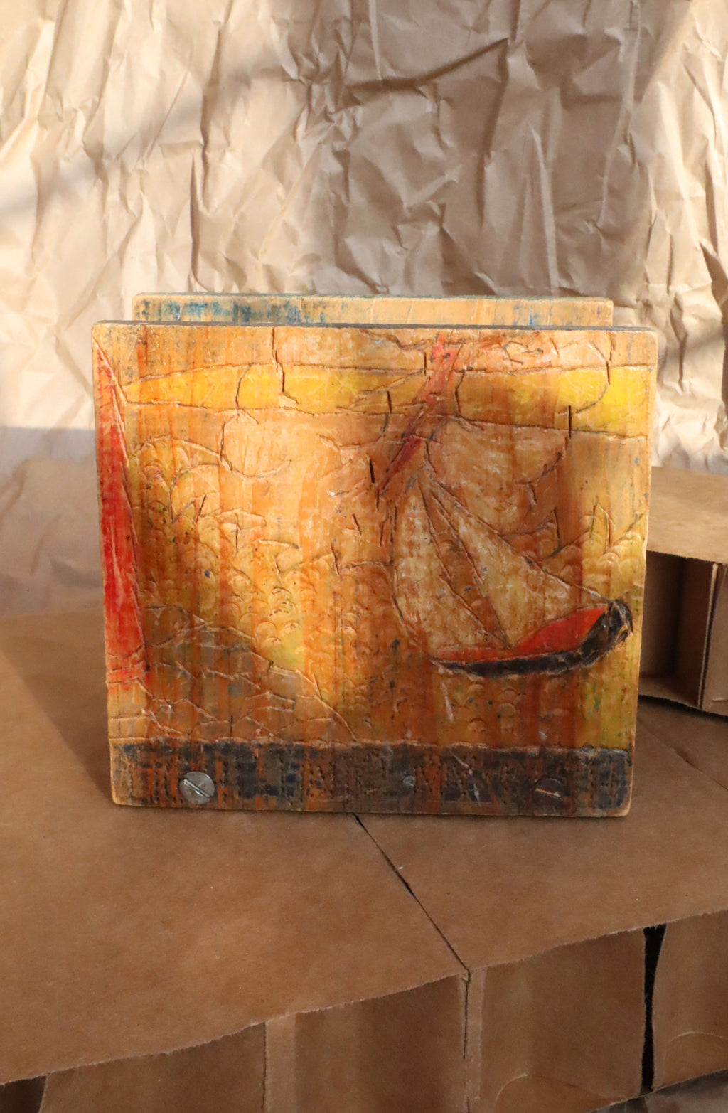 Vintage Handmade Rustic Napkin/Mail Holder (Light Unto My Path)