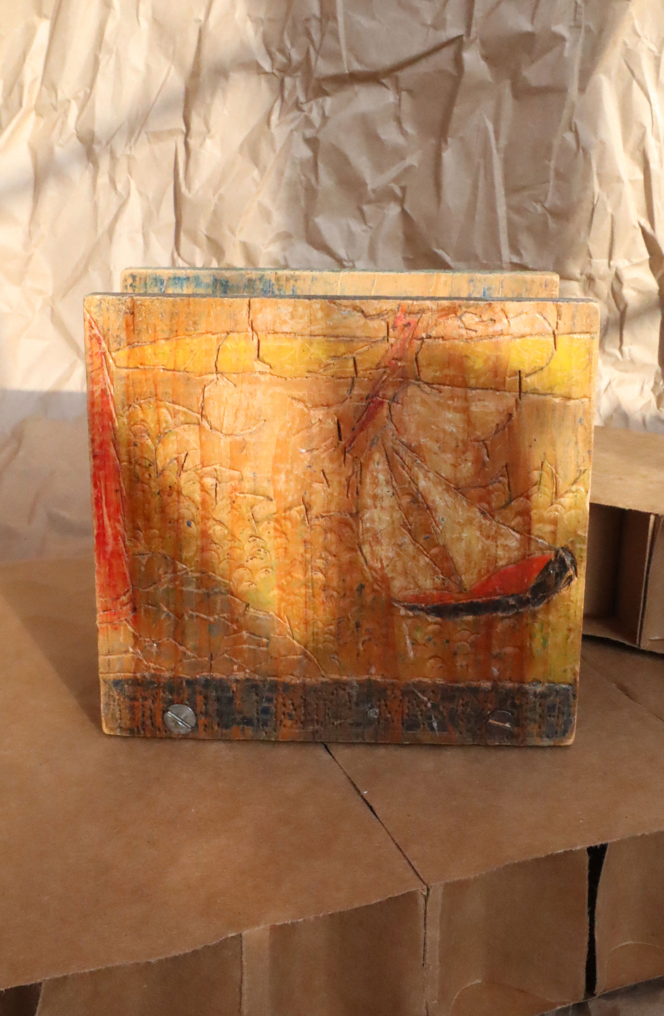 Vintage Handmade Rustic Napkin/Mail Holder (Light Unto My Path)