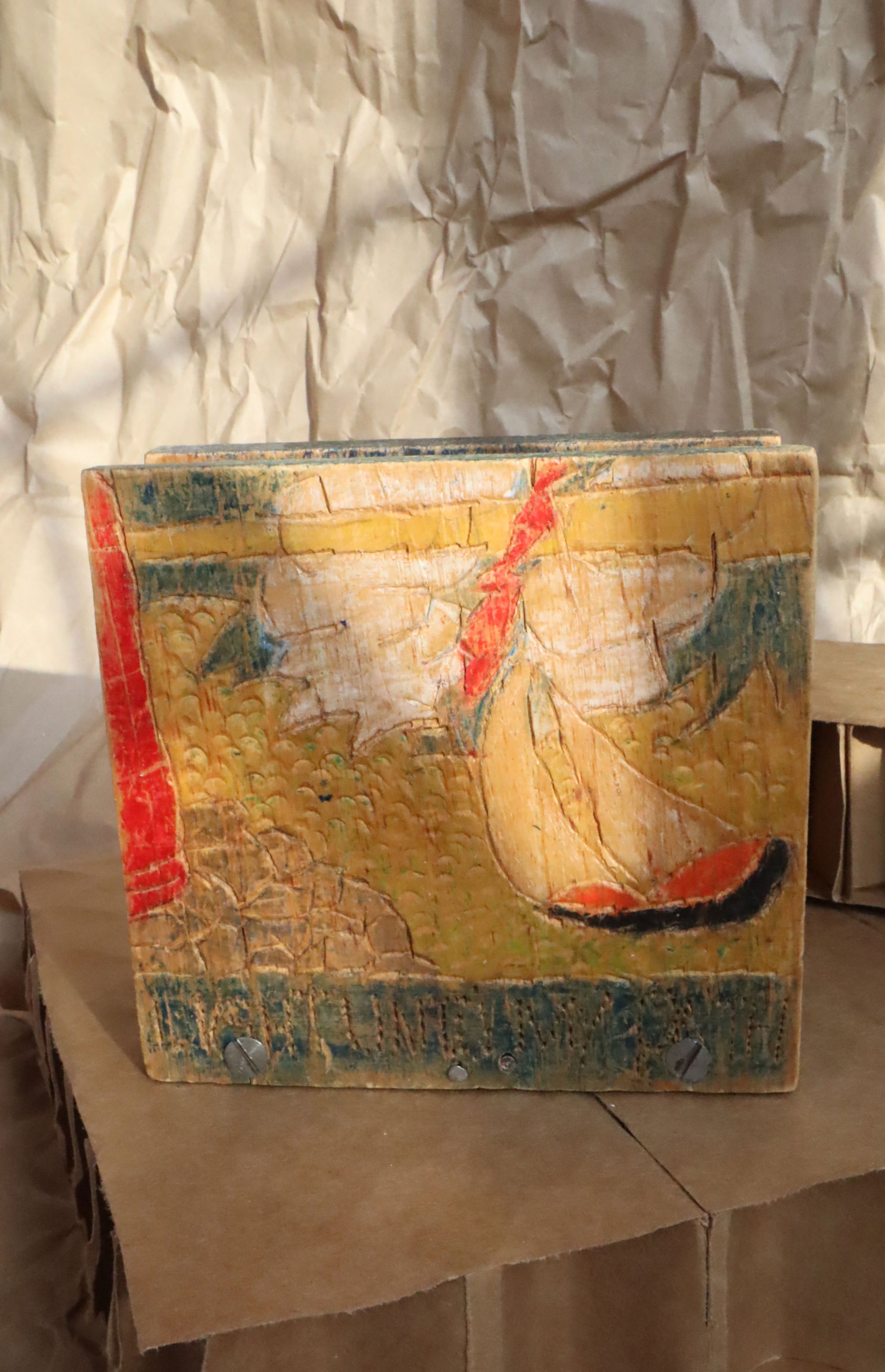 Vintage Handmade Rustic Napkin/Mail Holder (Light Unto My Path)