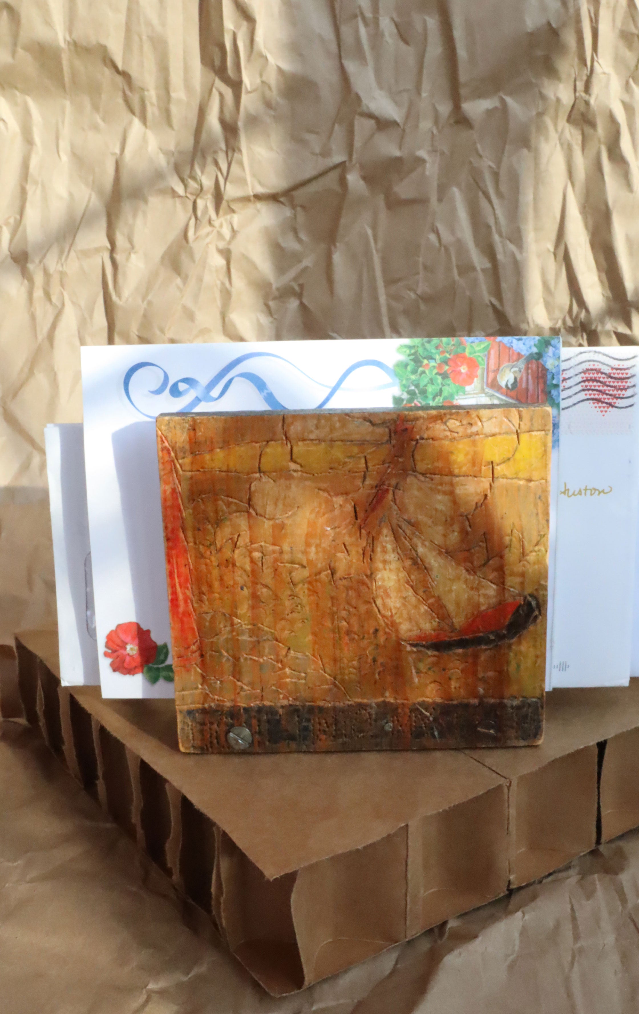 Vintage Handmade Rustic Napkin/Mail Holder (Light Unto My Path)