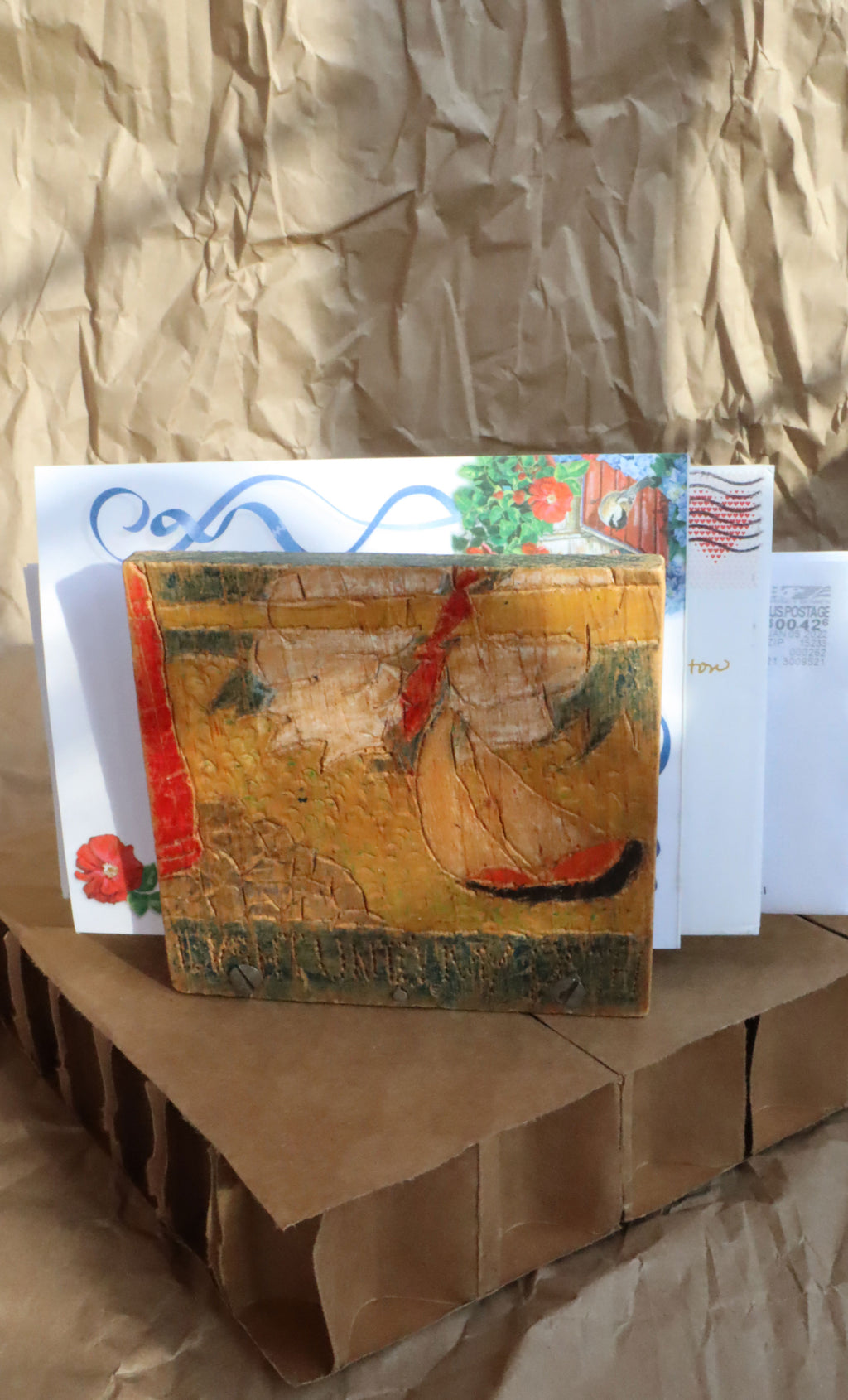 Vintage Handmade Rustic Napkin/Mail Holder (Light Unto My Path)