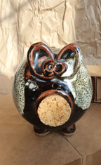 70s Midcentury Modern Studio Pottery Cork Nose Piggy Bank