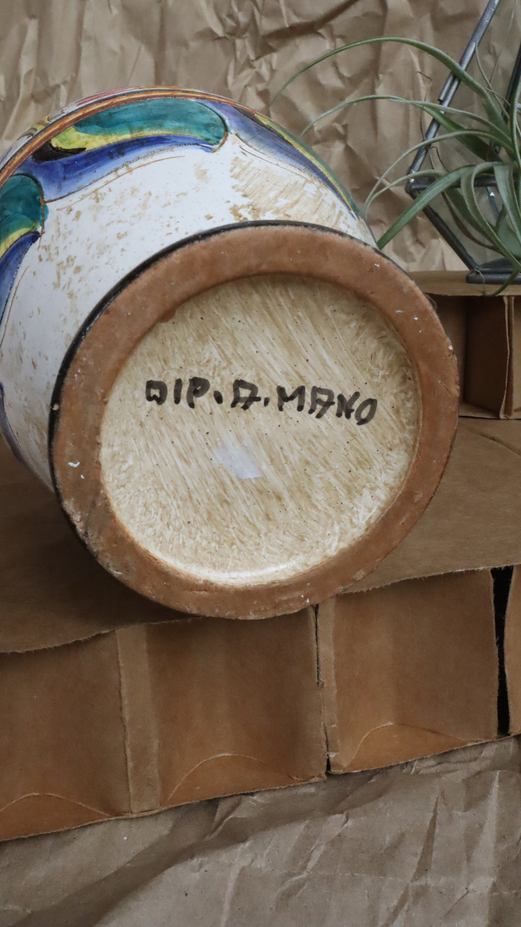 Vintage Itailian Dipinto a Mano (Pianted by Hand) Pottery Vase