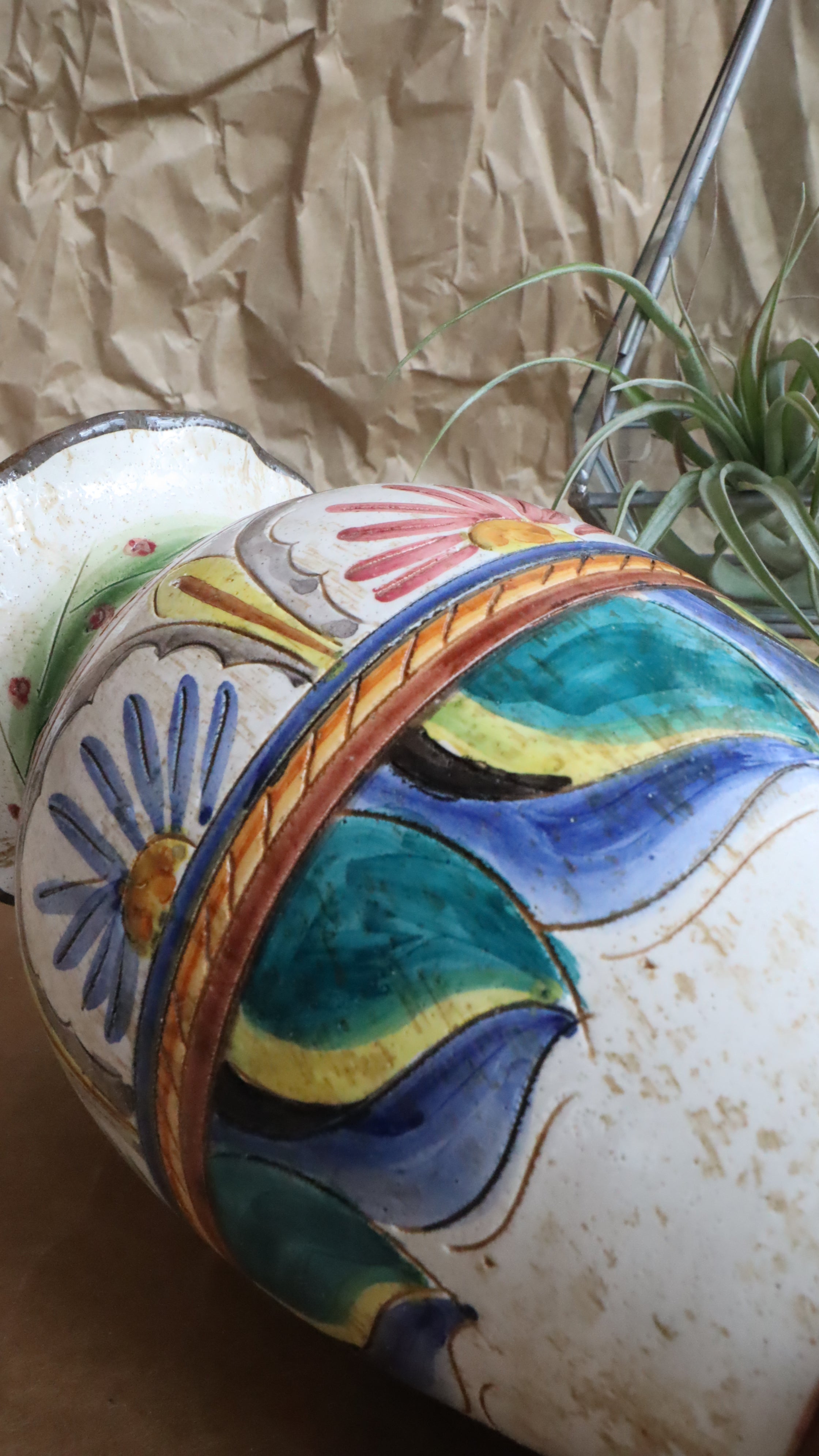 Vintage Itailian Dipinto a Mano (Pianted by Hand) Pottery Vase