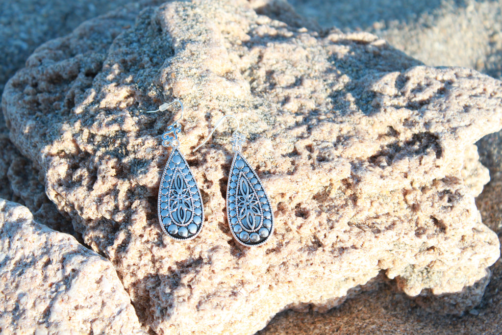 Bindi Bohemian Silver Teardrop Earrings